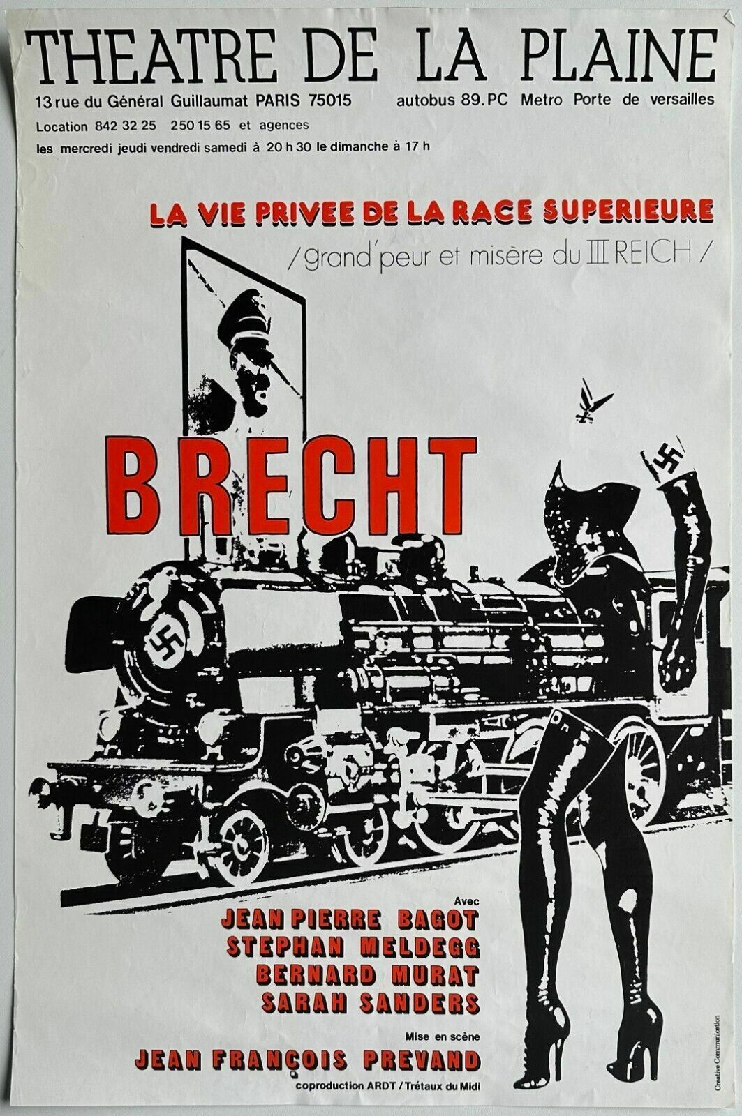 Bertolt Brecht Theater Poster 1978   The Private Life Of The Superior Race Paris