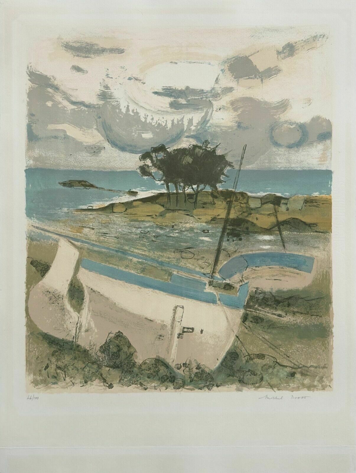 Michel Rodde   Signed And Numbered Lithograph Seaside Boat Marine Seascape