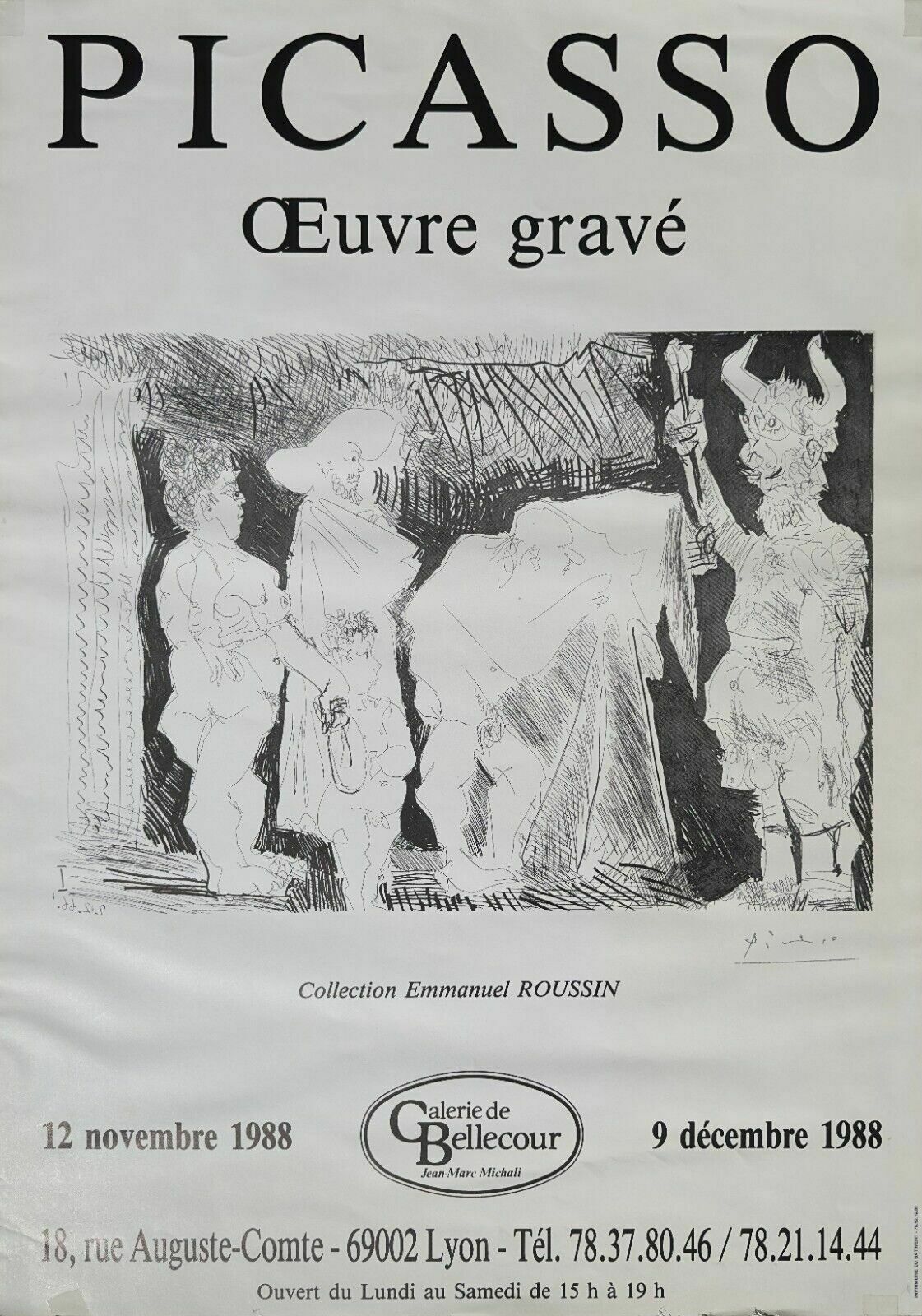 Picasso   Poster Poster Expo Lyon Work Engraved Collection Emmanuel Roussin 1988