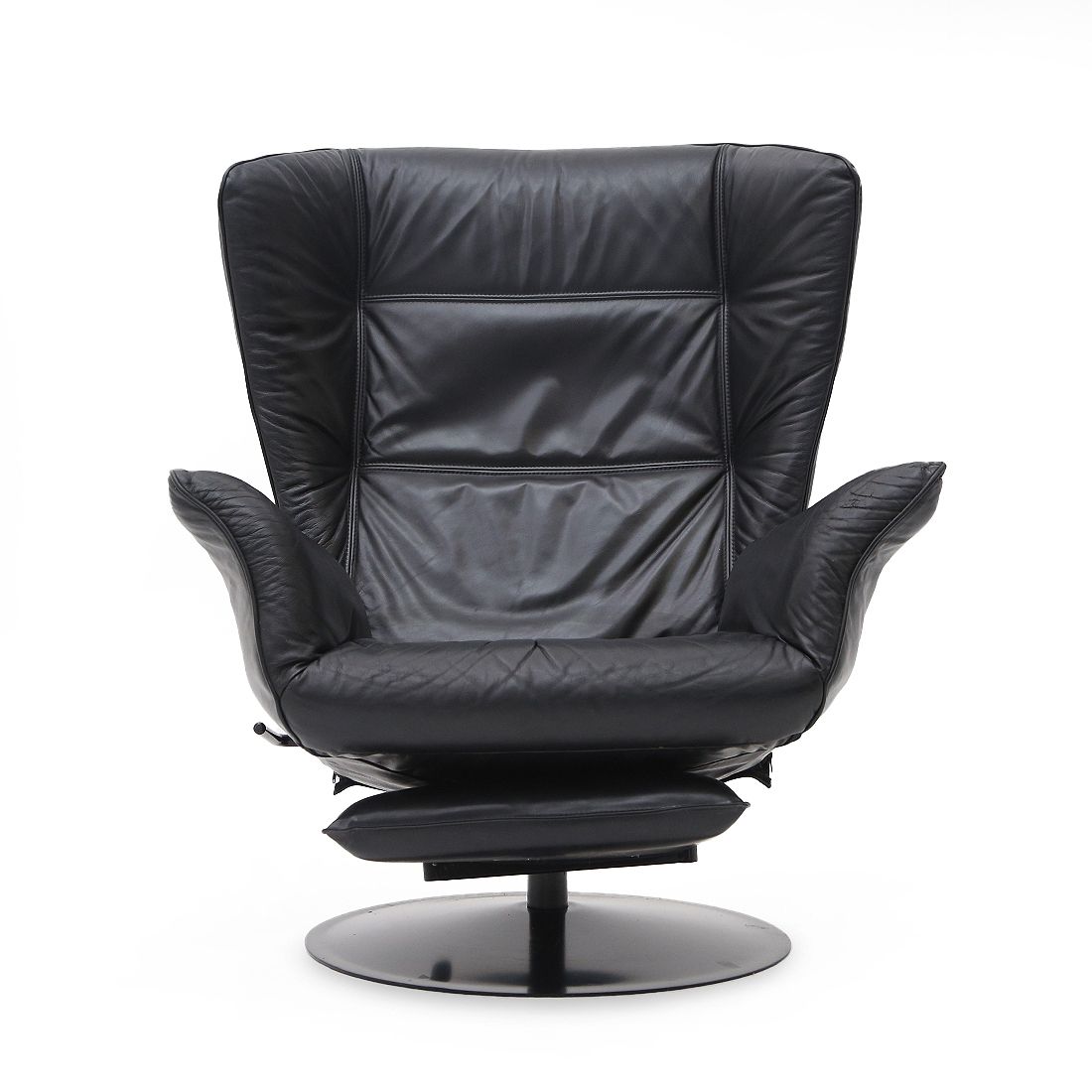 Pair Of Reclining Black Leather Armchairs, 1970s photo vinterior
