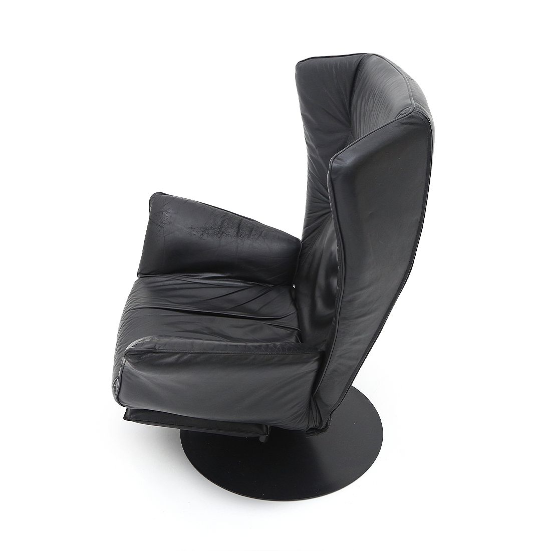 940.0 Pair Of Reclining Black Leather Armchairs, 1970s photo