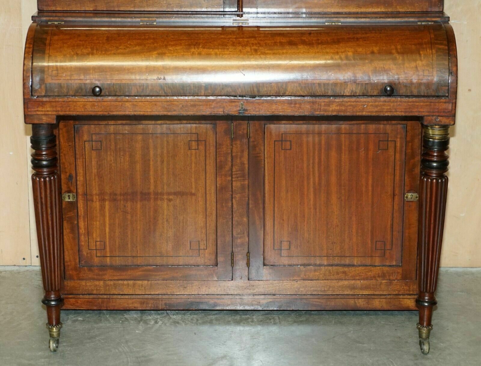 Antique Victorian 1860 Walnut Scriban Bureau Bookcase Must See Pictures photo vintage