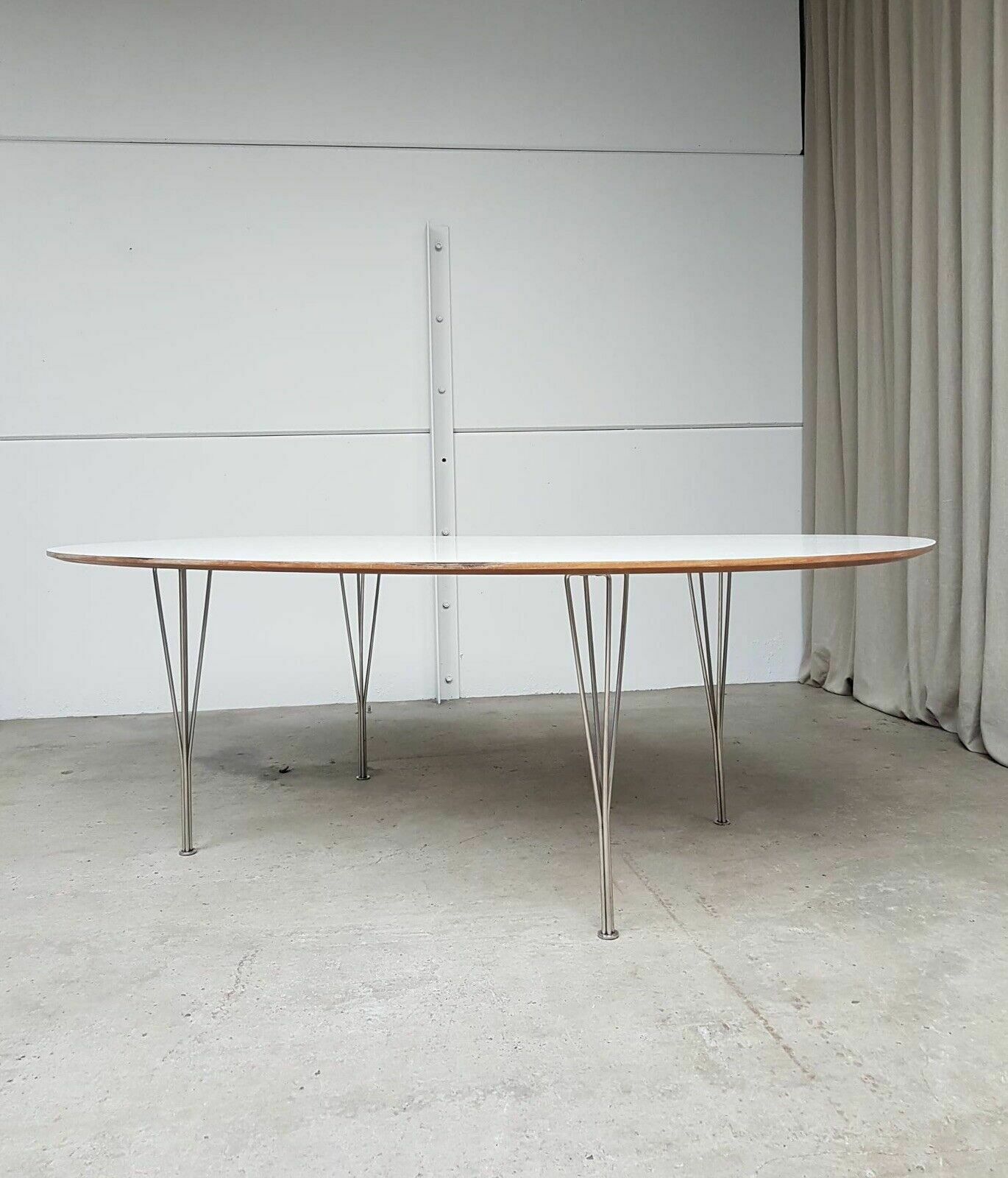 Vtg Mid Century Industrial Large Danish Scandi Modernist Dining Table Retro photo for sale