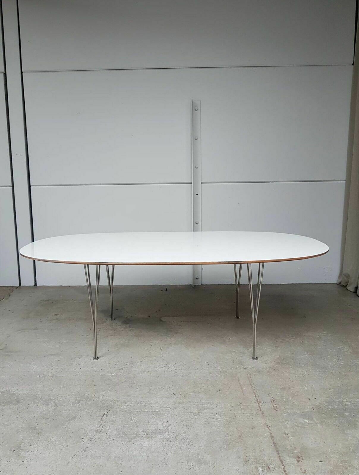 Vtg Mid Century Industrial Large Danish Scandi Modernist Dining Table Retro photo Furniture