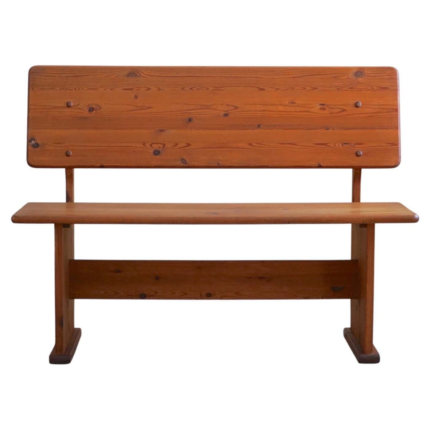 Mid Century Modern Bench In Pine, Made By A Swedish Cabinetmaker In The 1970s