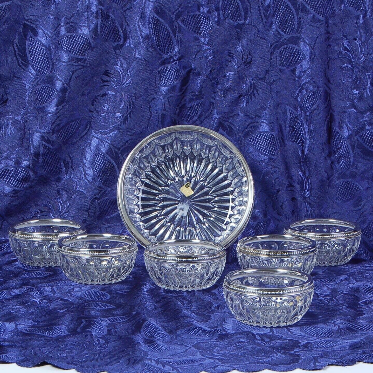 Set Cristallo Echt Bleikristall Servizio 6prs Macedonia Ciotola Bordo Argentato photo furniture