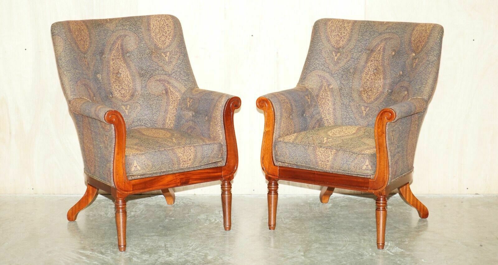 Pair Of George Smith William IV Library Armchairs Unique Upholstery photo for sale