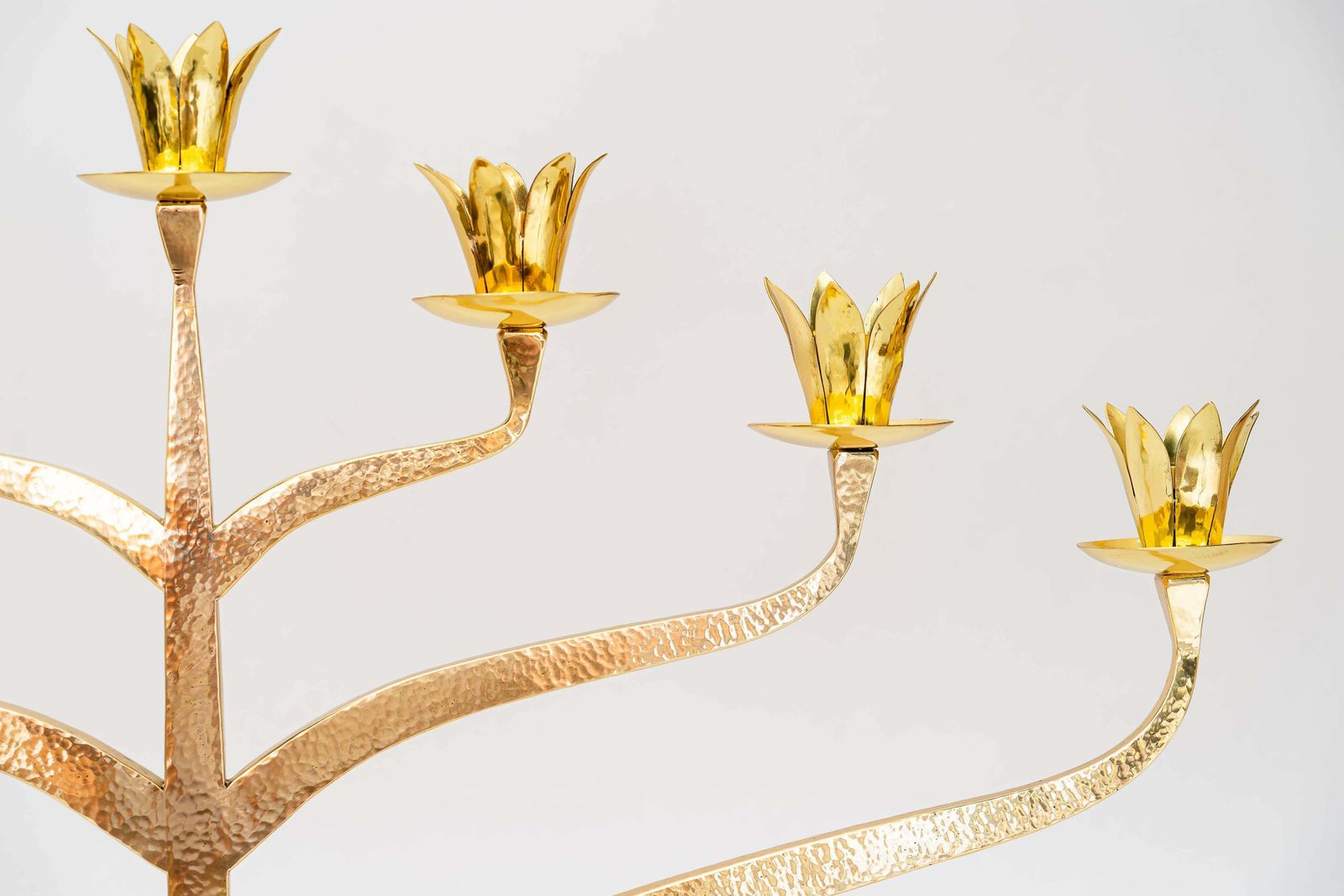 Big, Massive And Hammered Jewish Candelabra For 7 Candles photo Home Decor