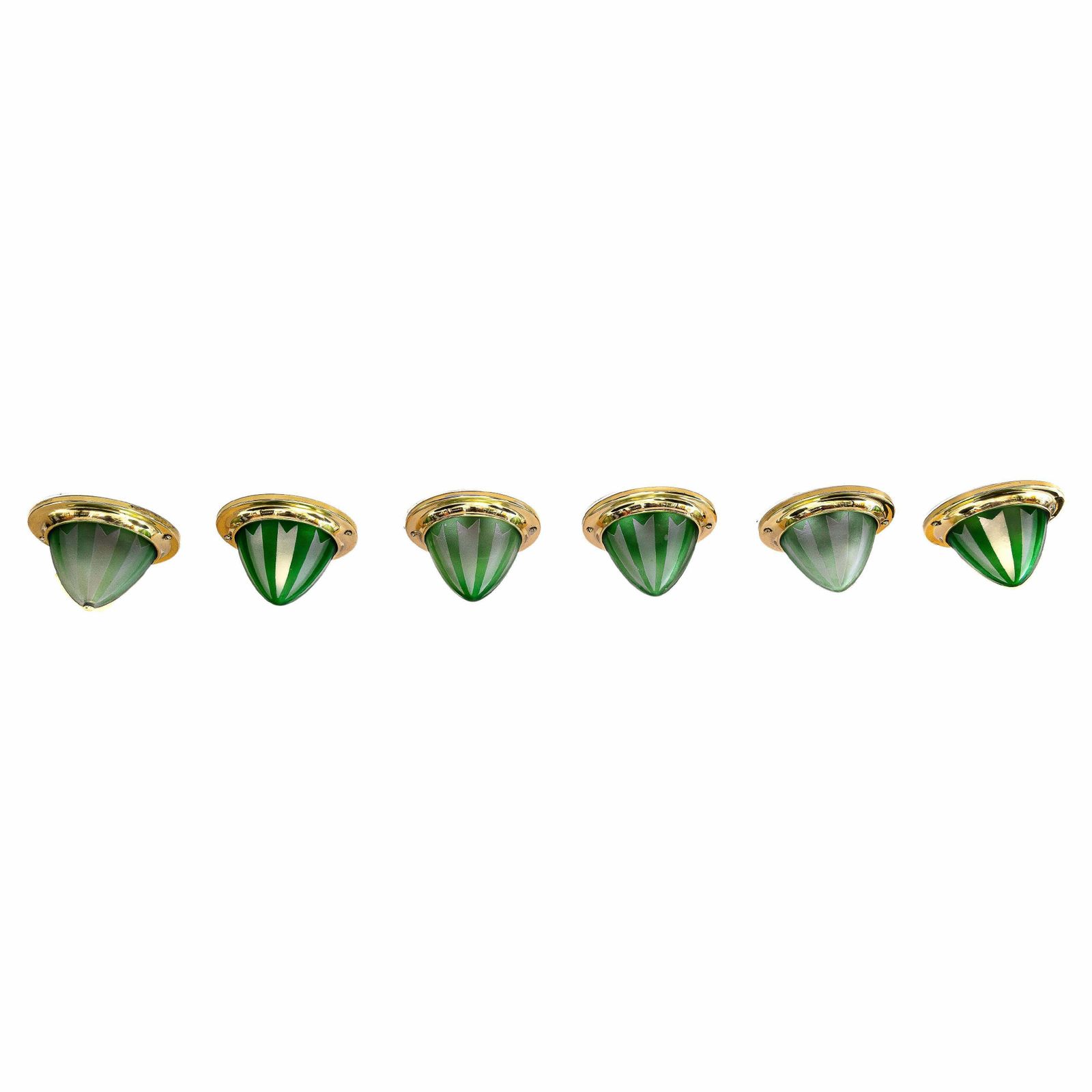 6x Art Deco Spotlights With Original Glass Shades Vienna 1920s