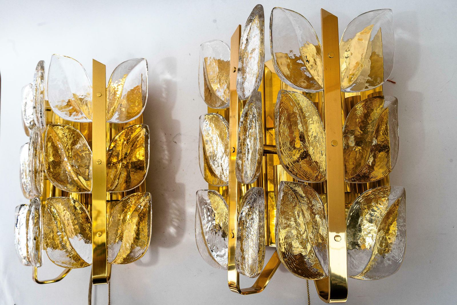 Two Mid   Century Modern "Florida" Wall Lamps By Kalmar, Glass And Brass, 1970s photo furniture