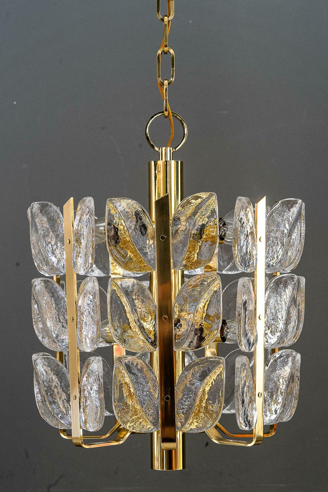 2995.0 Two Mid   Century Modern "Florida" Wall Lamps By Kalmar, Glass And Brass, 1970s photo