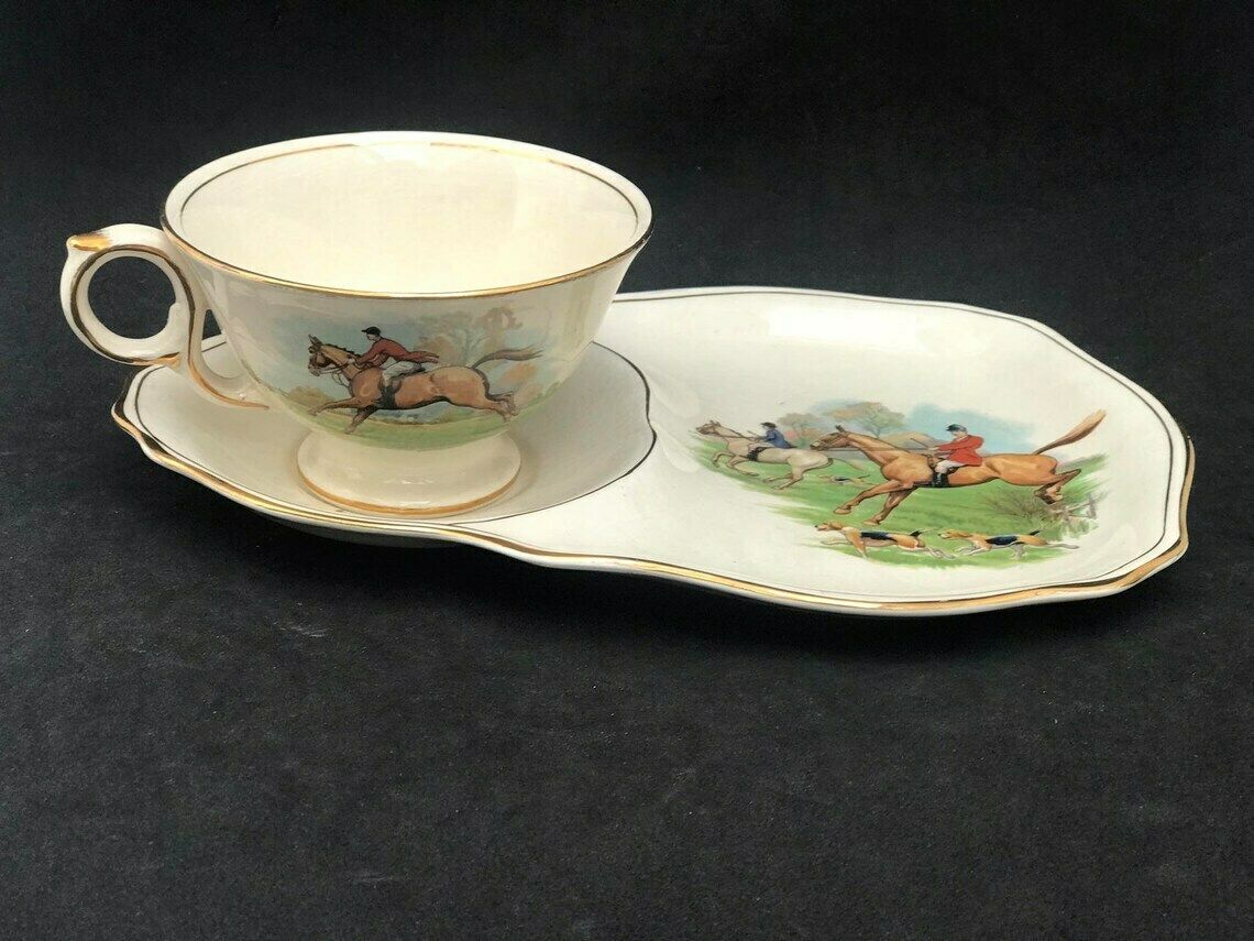 Royal Winton Grimwades Fox Hunting Tennis Set Theekopje En Schotel Hunt Gift Hunter Gift Equestrian English Tea Table Decor Cottage Country photo 101.0