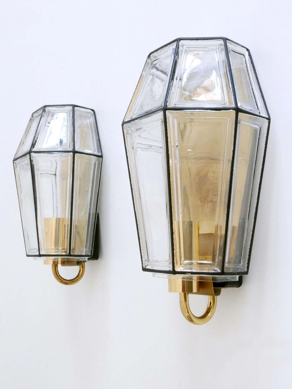 Set Of Two Mid Century Modern Sconces Or Wall Fixtures By Glashütte Limburg photo for sale