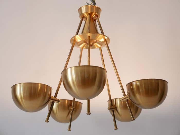 photo furniture Exceptional Mid Century Five Flamed Chandelier Or Pendant Lamp Sweden 1950s