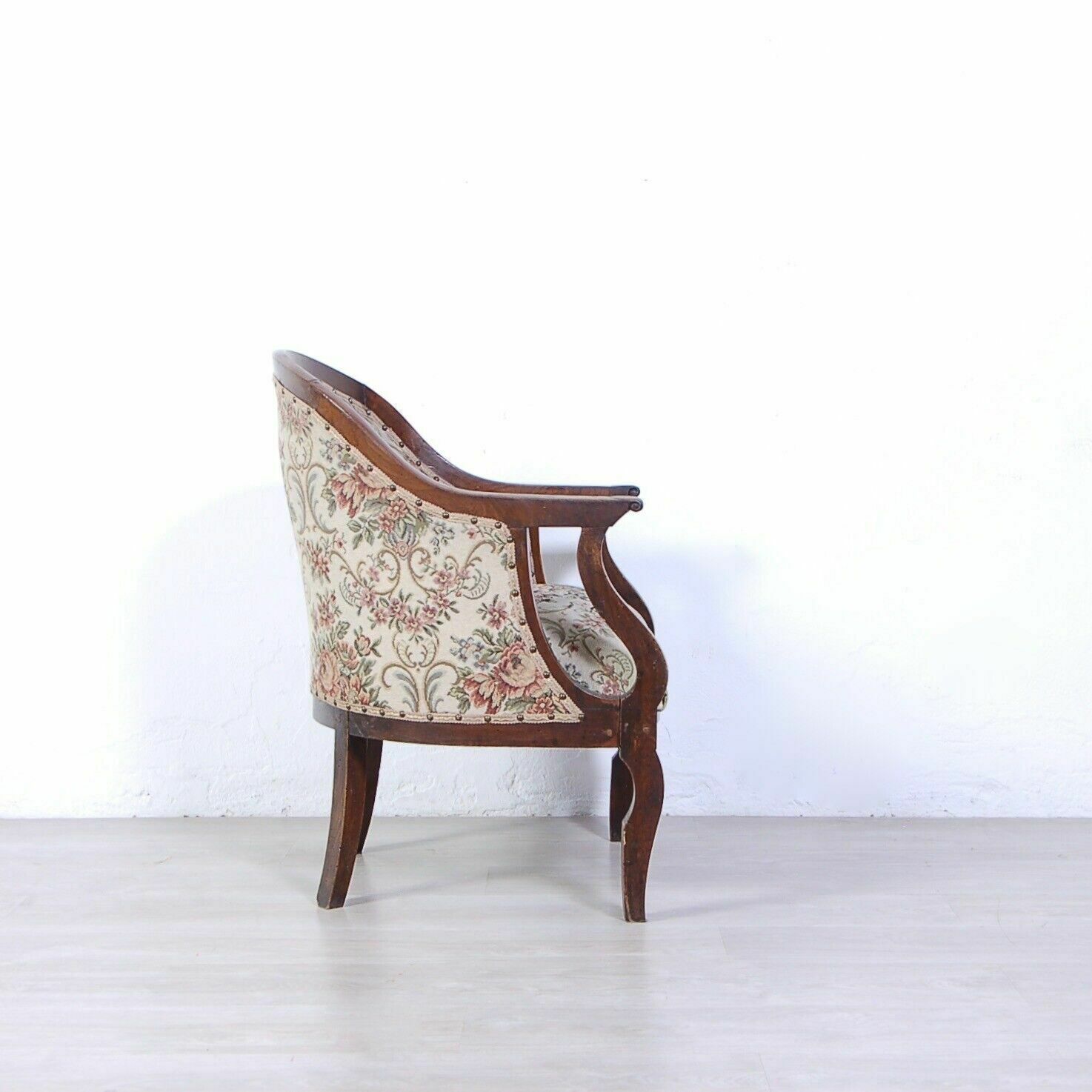 Antique Charles X Style Armchair In Walnut Wood With Armrests Antique Mid 19th Century photo for sale
