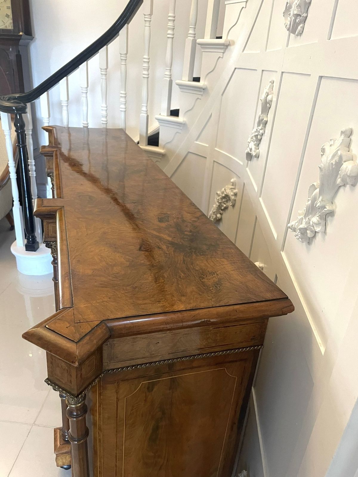 Outstanding Quality Antique 19th Century Burr Walnut Inlaid Credenza/Sideboard photo vintage
