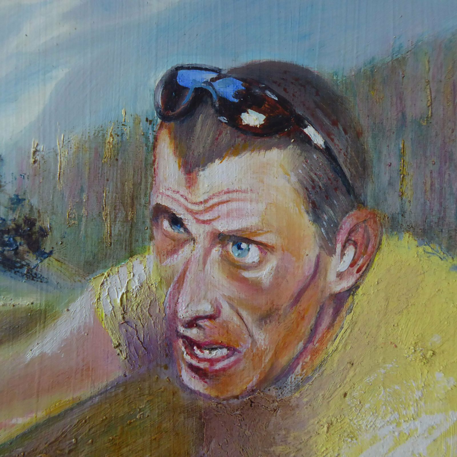 Tour De France Yellow Jersey | Original Oil Painting By French Artist | Tour De France Pyrenees Climb photo 160.0