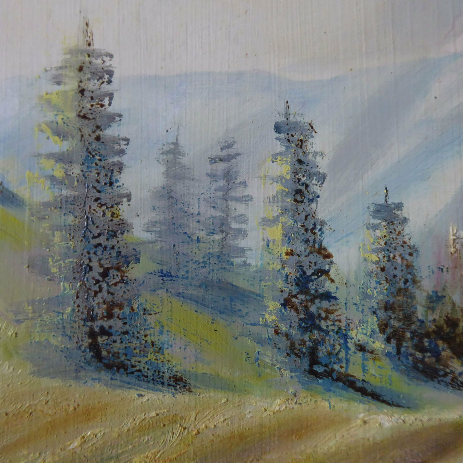 Tour De France Yellow Jersey | Original Oil Painting By French Artist | Tour De France Pyrenees Climb photo vintage
