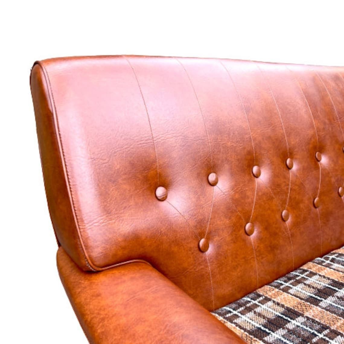 Mid Century Brown Faux Leather Armchair photo buy