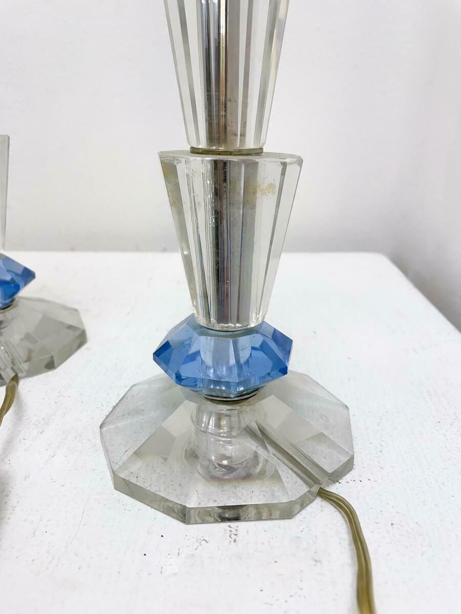 Mid Century Modern Pair Of Candlestick Table Lamp Crystal 1930s photo furniture