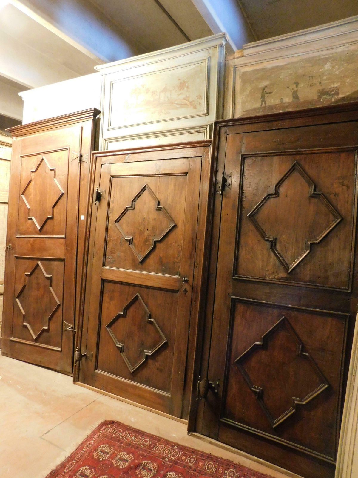 N.3 Poplar Interior Carved Doors, Not Identical, Original Iron And Frame, Italy photo vinterior