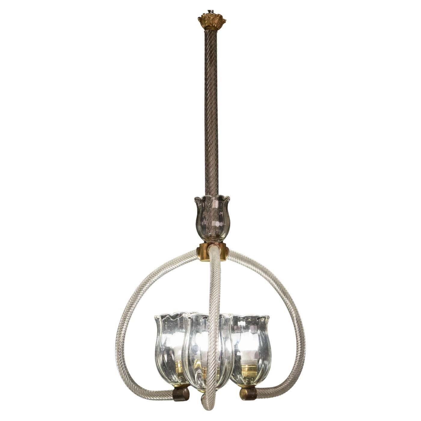 Elegant Ercole Barovier Art Deco Chandelier, 1940s