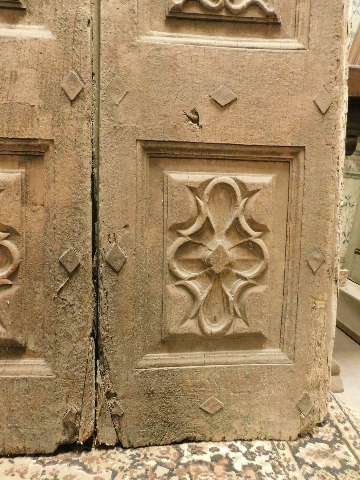 Richly Carved Solid Walnut Entrance Double Door, Italy photo furniture