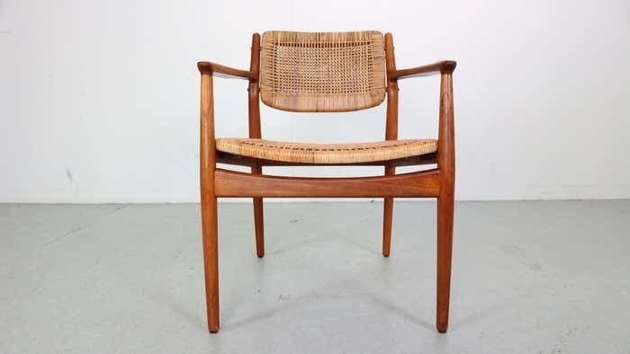Arne Vodder Teak/Rattan Chair "Model 51" For Sibast Furniture, 1950 Denmark photo furniture