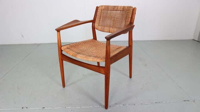 Arne Vodder Teak/Rattan Chair "Model 51" For Sibast Furniture, 1950 Denmark photo 2293.0