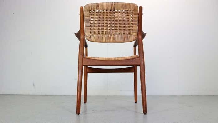 Arne Vodder Teak/Rattan Chair "Model 51" For Sibast Furniture, 1950 Denmark photo vintage