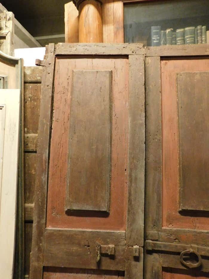 Red Lacquered Interior Double Door With Iron Bolt Italy photo vinterior