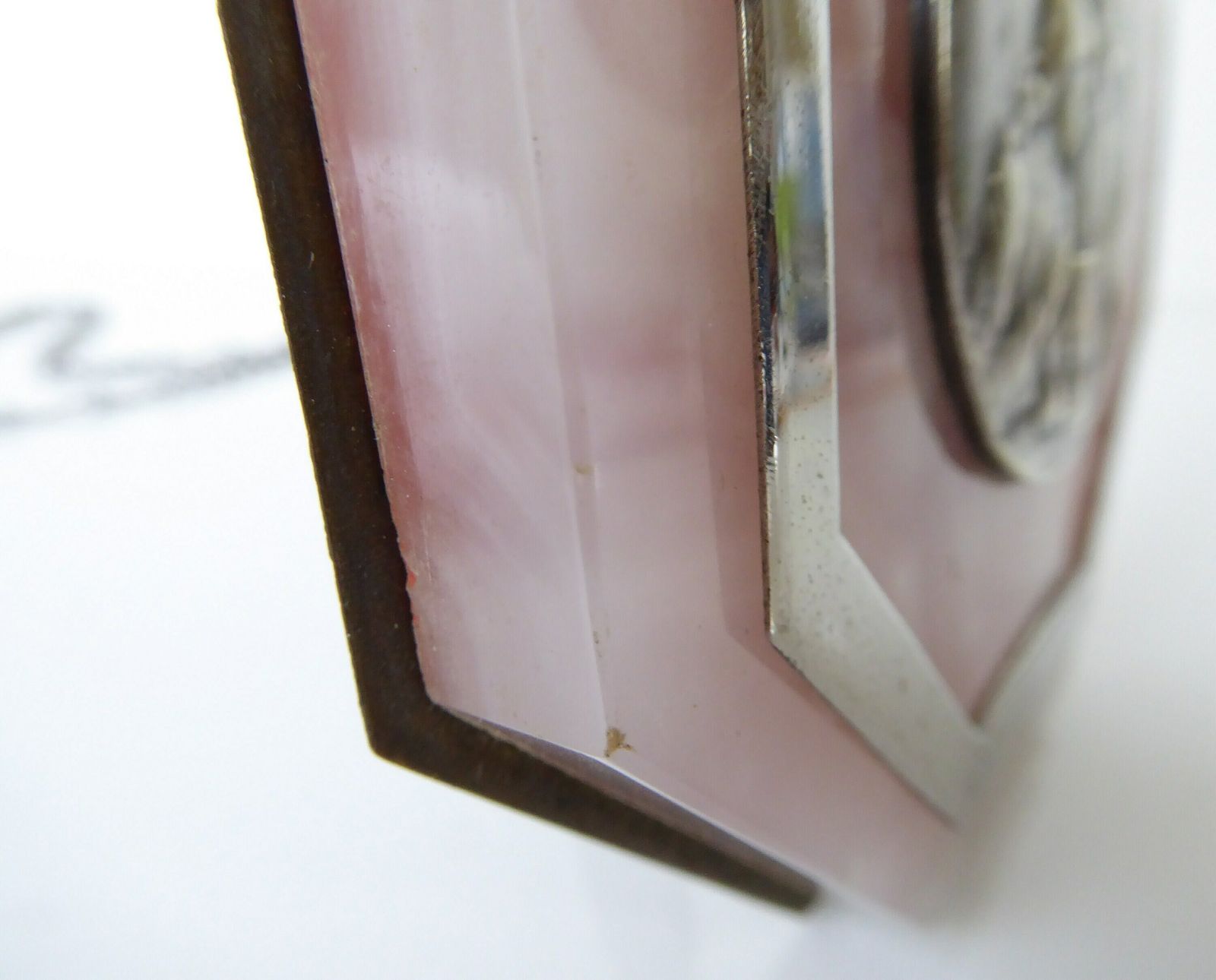 Rose Pink Quartz Religious Plaque By Félix Rasumny   French Vintage Religious Decor photo vintage