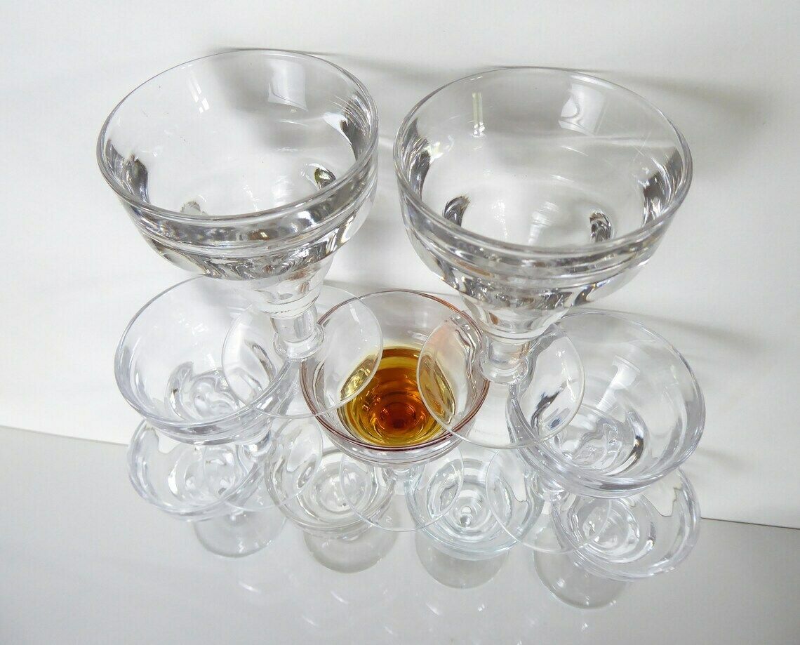 Antique Wine Glasses | Set Of Wine Or Aperitif Glasses | Set Of Nine Stemmed Glasses photo for sale