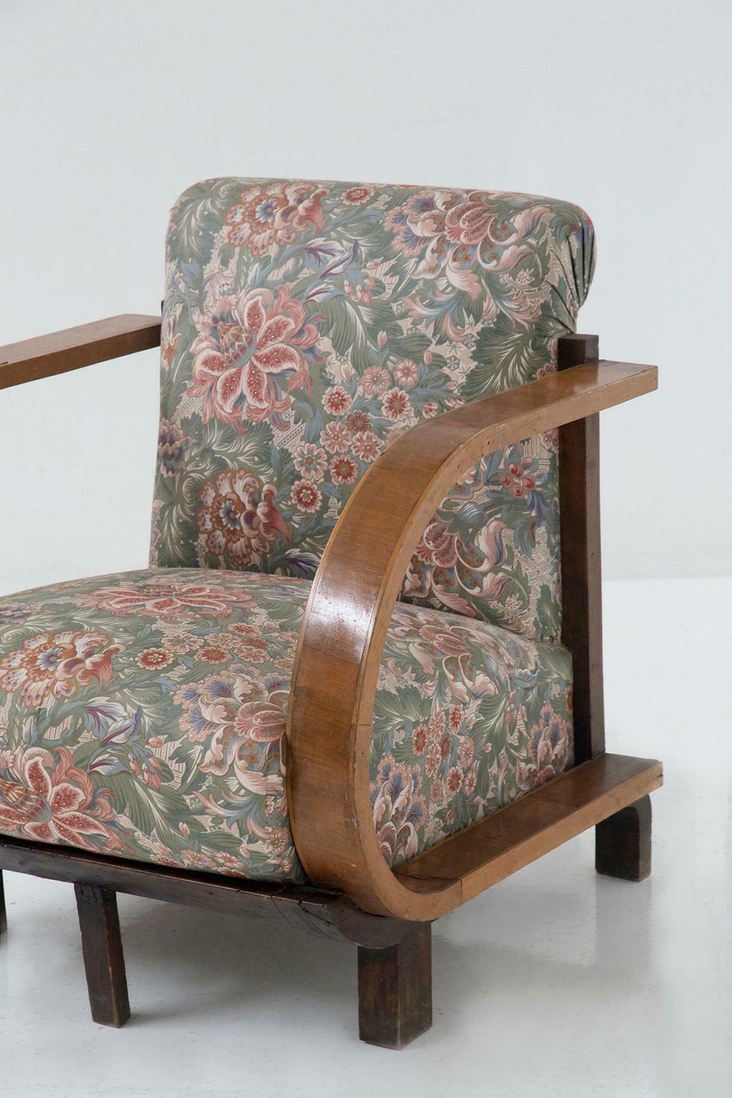 Italian Armchair In Original Floral Fabric Of The Time photo furniture