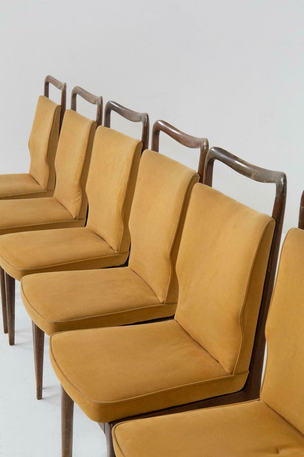 photo furniture Isa Bergamo Set Of Italian Six Chairs In Yellow Fabric