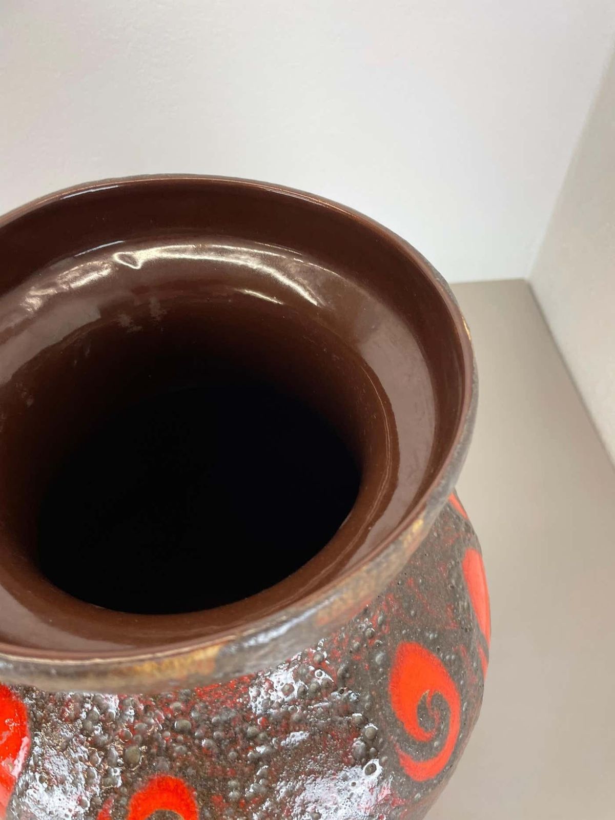 Large Pottery Fat Lava Brown Red 241 47 Floor Vase Made By Scheurich, 1970s photo vinterior
