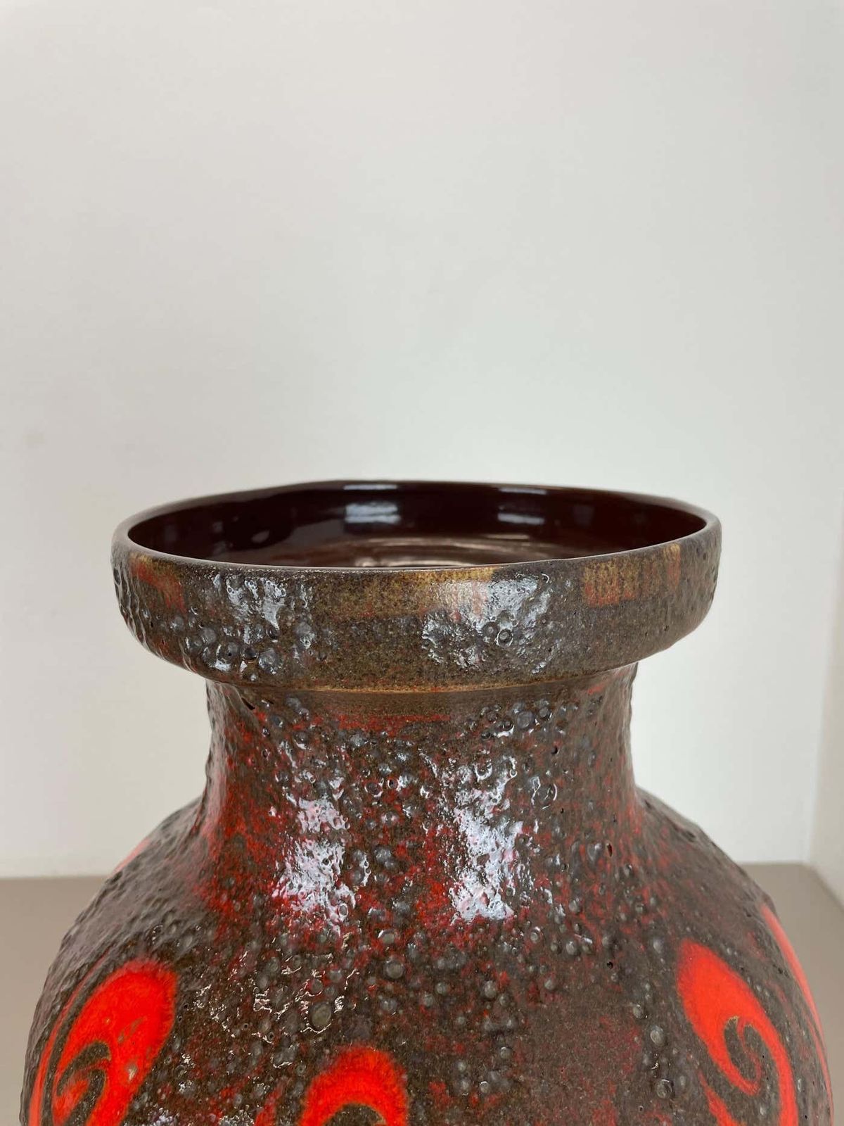 Large Pottery Fat Lava Brown Red 241 47 Floor Vase Made By Scheurich, 1970s photo vintage