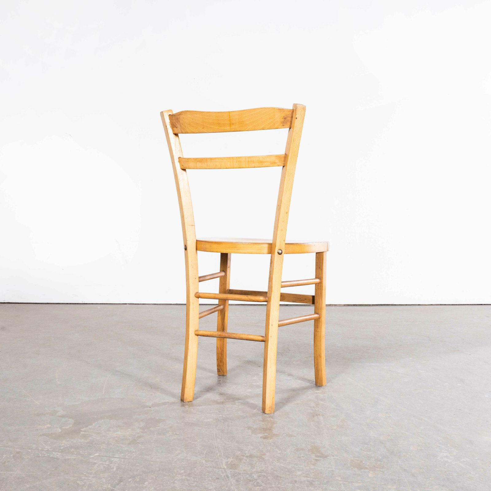 1950’s Luterma French Blonde Simple Farmhouse Dining Chairs – Set Of Eleven photo for sale