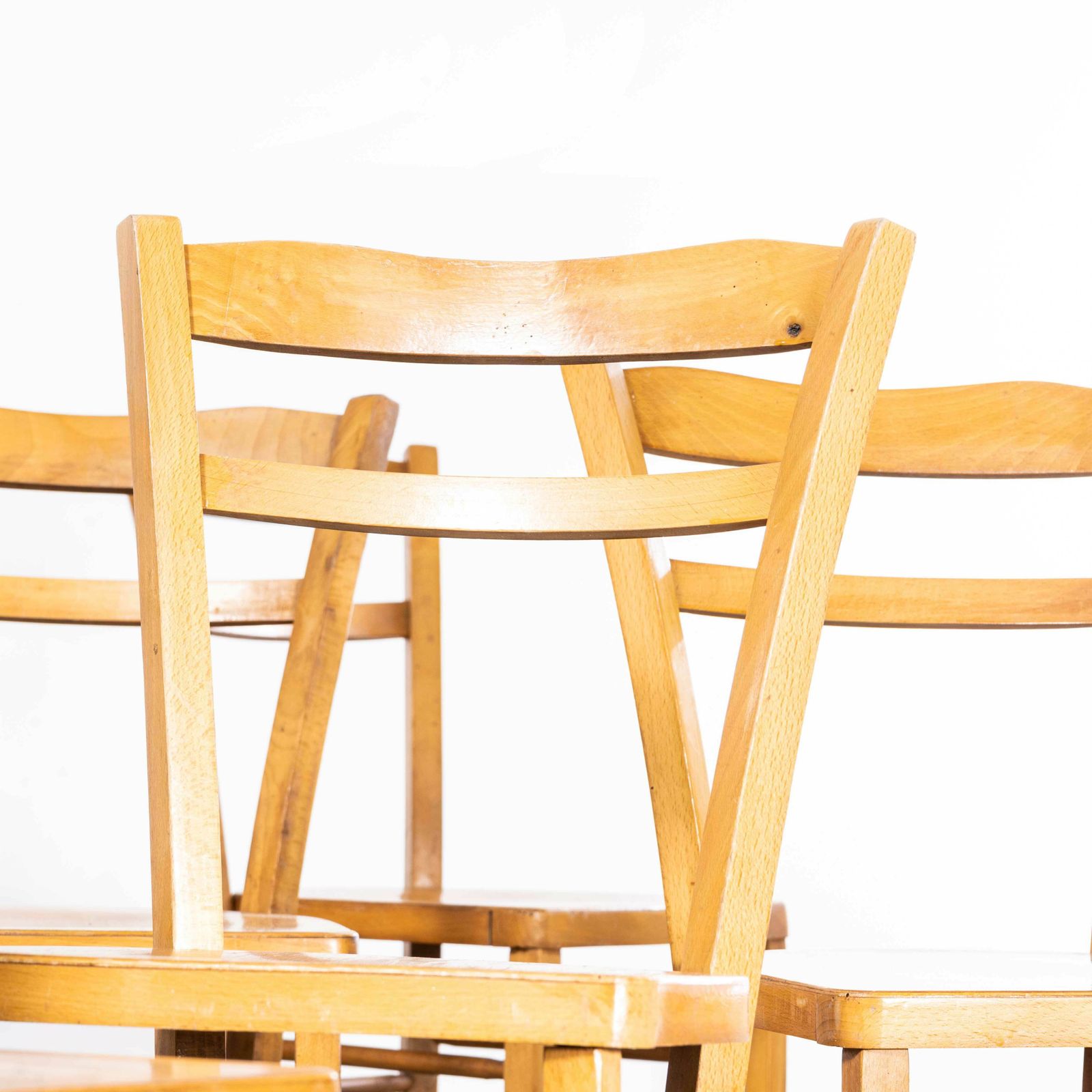 1950’s Luterma French Blonde Simple Farmhouse Dining Chairs – Set Of Eleven photo Furniture