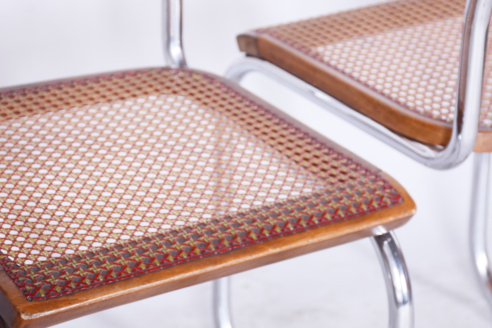 1400.0 Restored Bauhaus Pair Of Chairs, Robert Slezak, Beech, Chrome Plated Steel, Czechia, 1930s photo