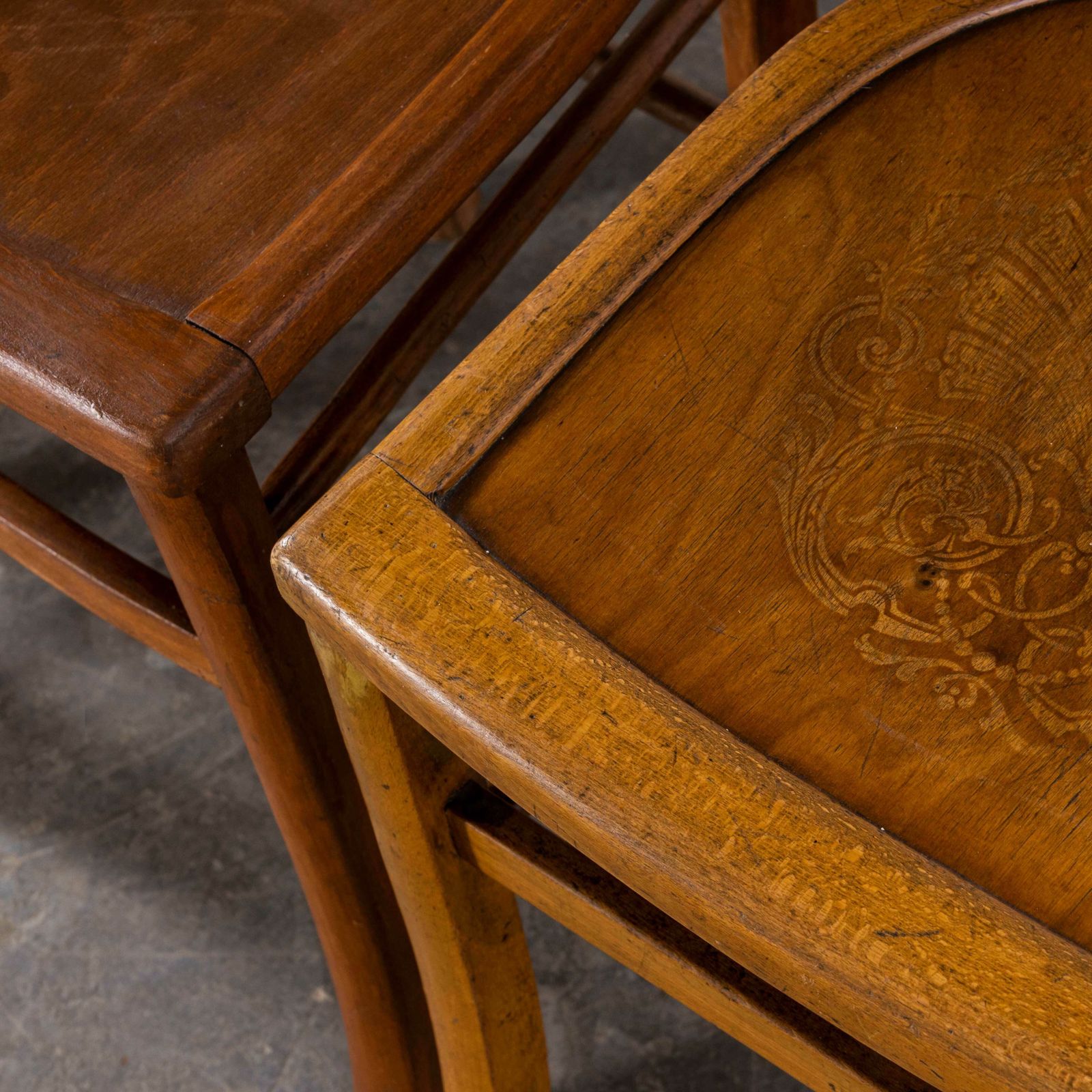 1950’s Standard Blonde Farmhouse French Mixed Dining Chairs – Set Of Four photo furniture