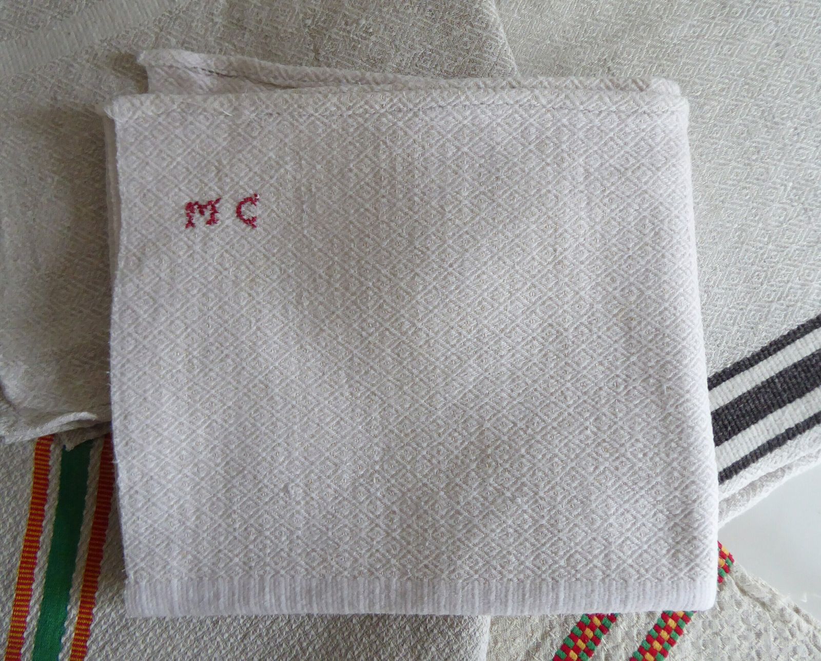 French Tea Towels | Vintage Metis Torchons | Basque Linen Cotton Fabric | French Kitchen photo vinterior