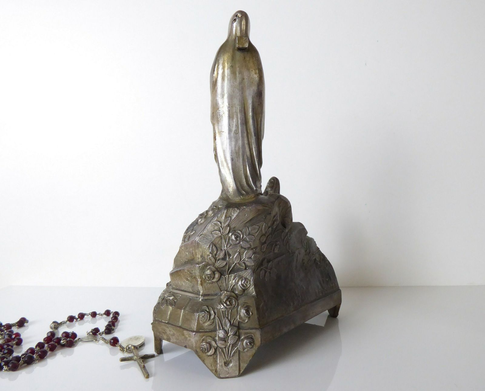 Souvenir Of Lourdes   Antique Pewter Religious Sculpture   The Immaculate Conception photo Art