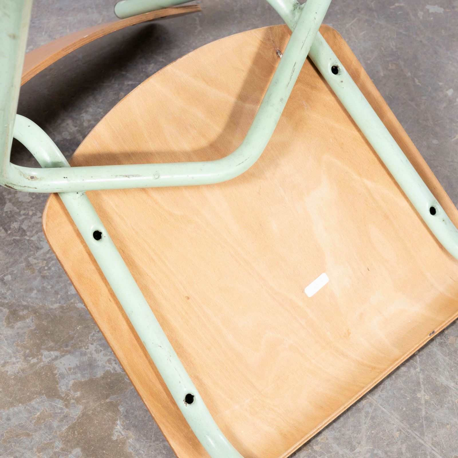 1960’s Original Mint French Stacking University Chairs Wide Back – Set Of Four photo vintage