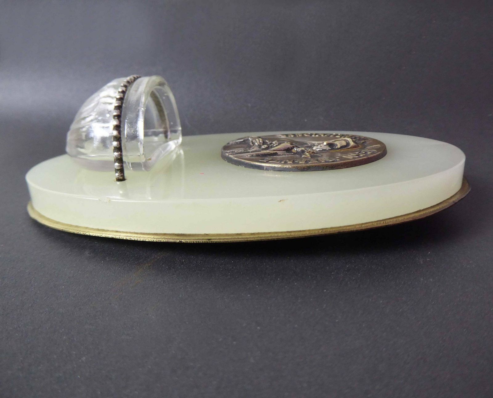 Marble Benitier With Medallion And Glass Holy Water Font | Antique French Religious Décor | Sainte Thérèse Of Lisieux photo vintage