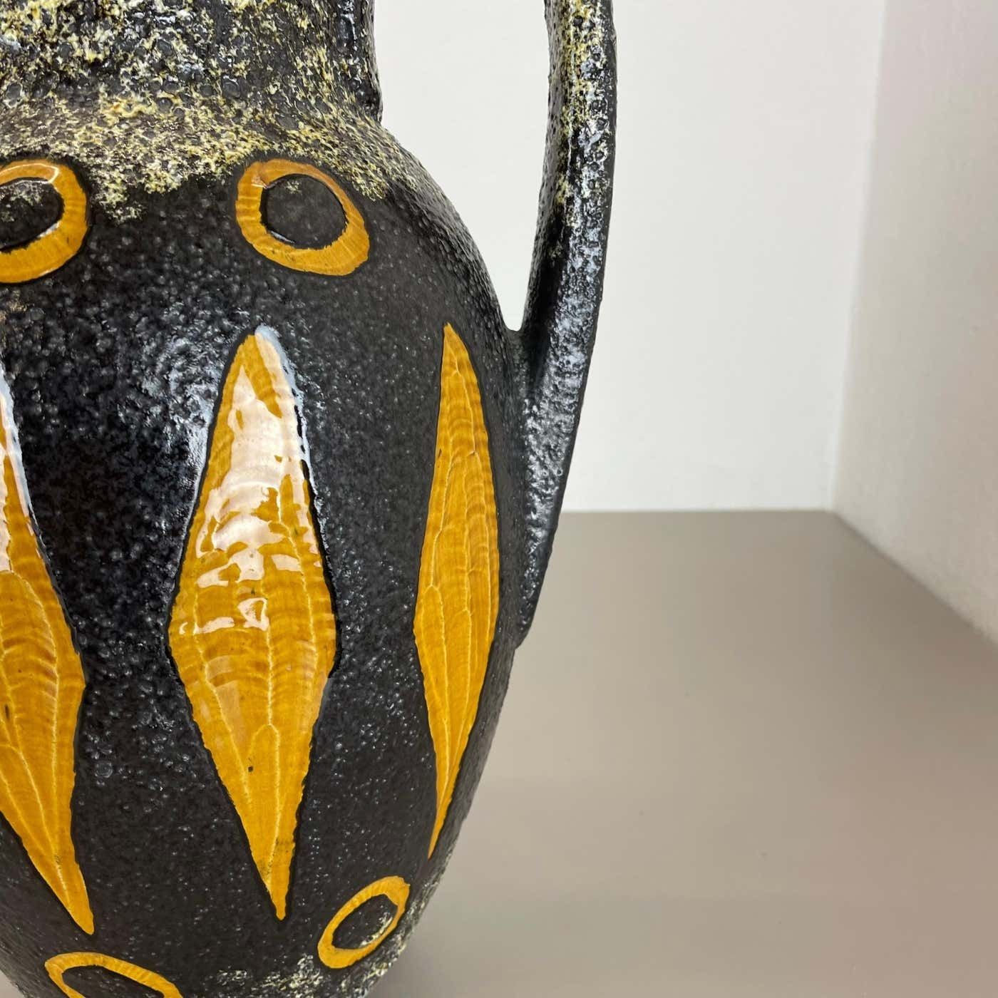 Large Pottery Fat Lava "Abstract" 279 38 Floor Vase By Scheurich, Wgp 1970s photo vintage