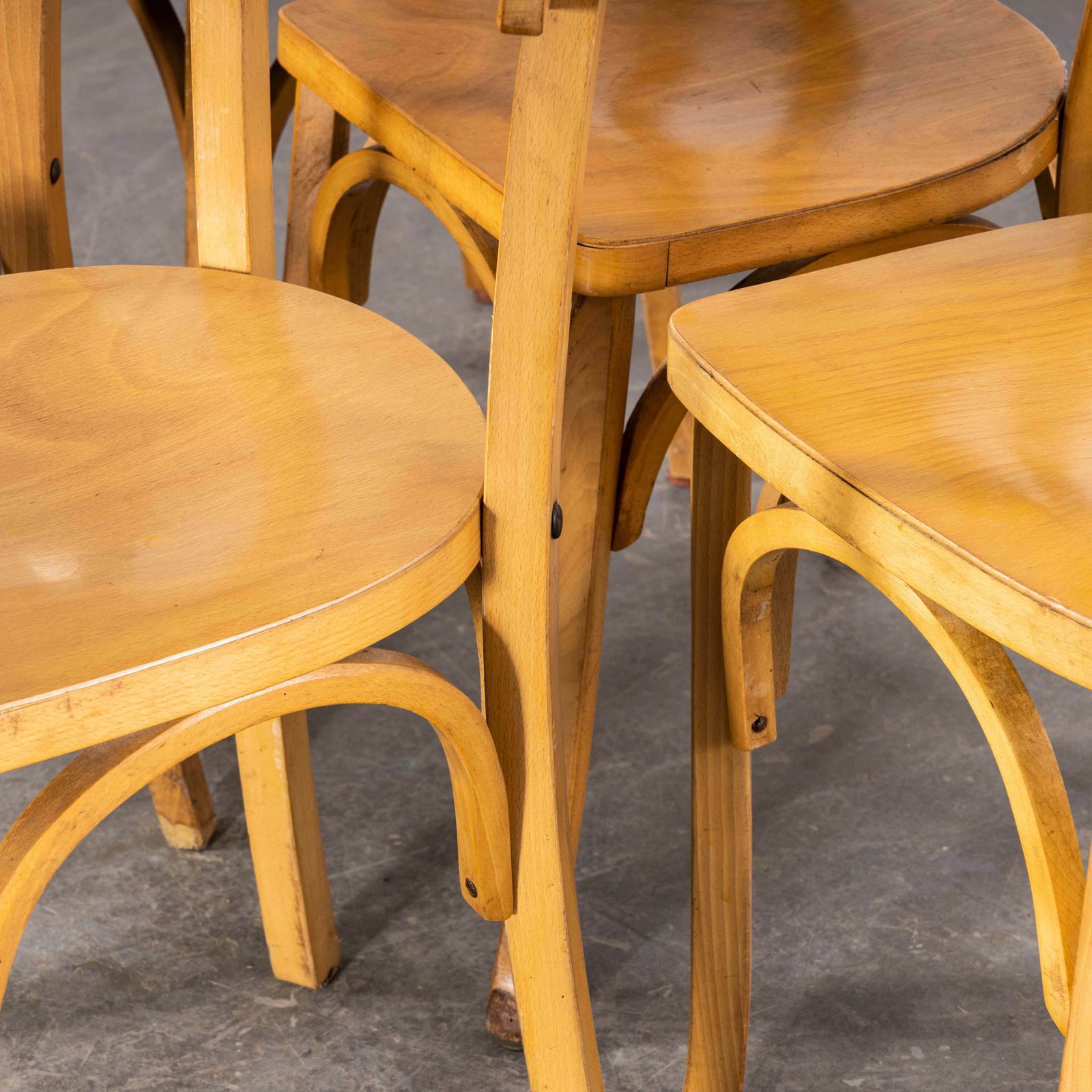 1950’s Standard Single Bar Blonde French Dining Chairs – Set Of Six photo for sale