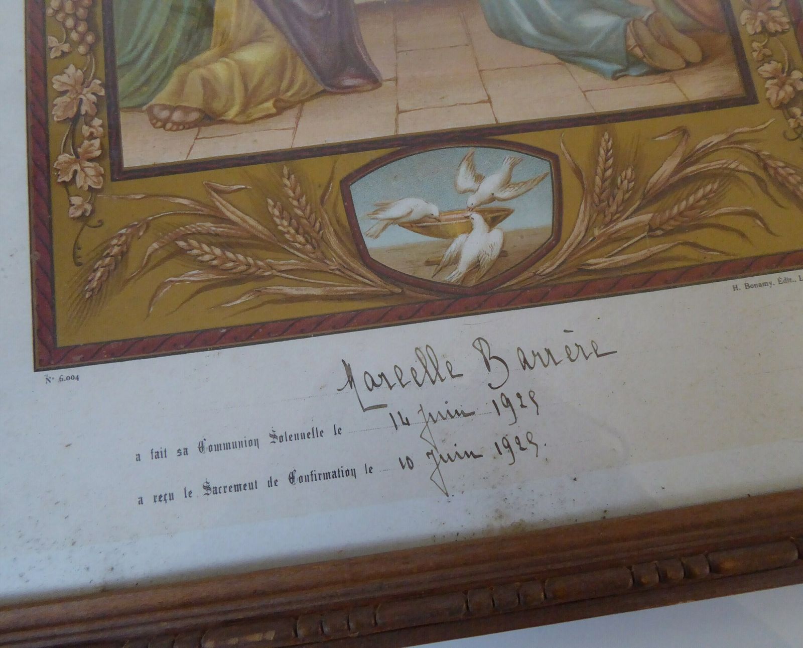 Antique French Holy Communion And Confirmation Certificate photo for sale