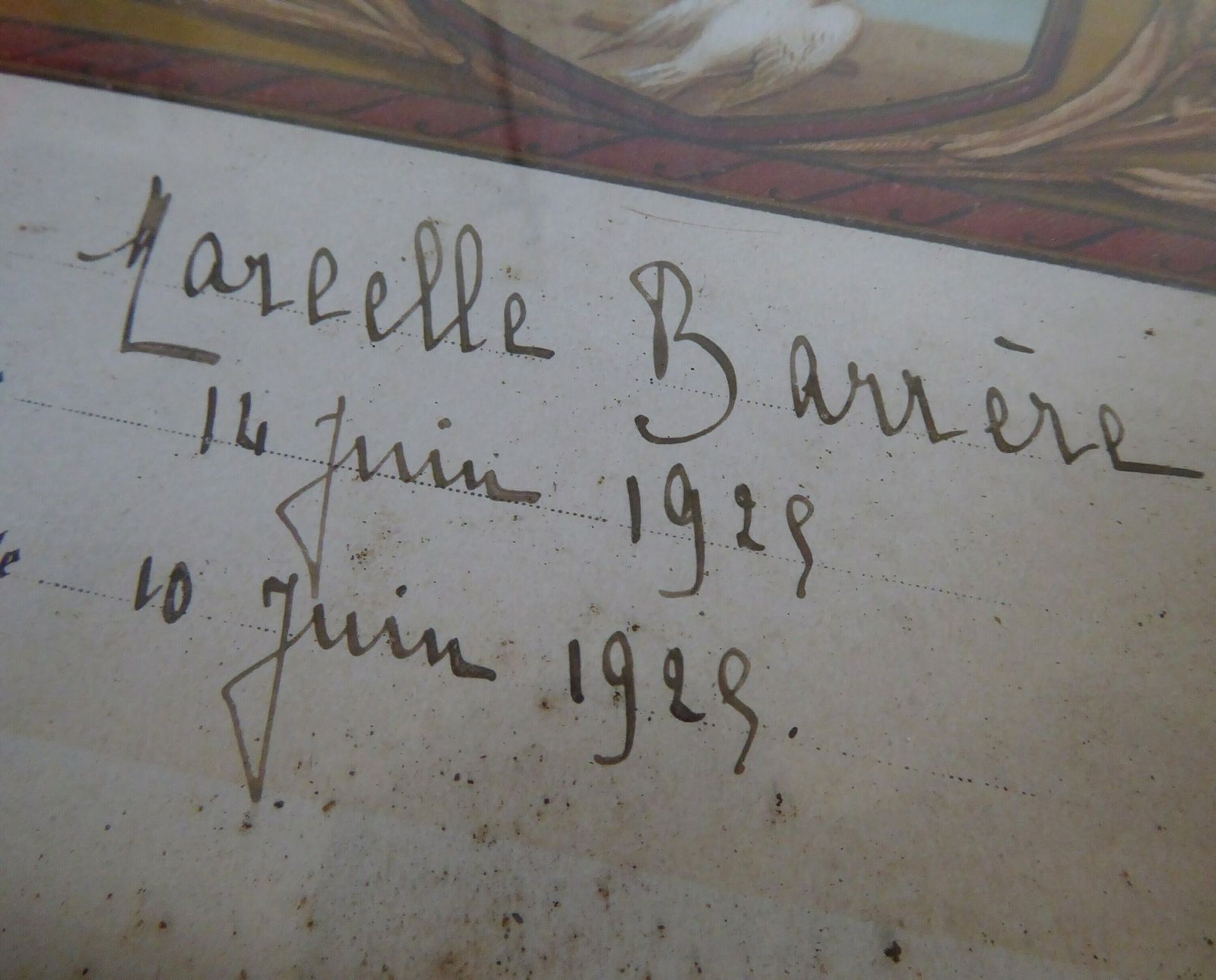 Antique French Holy Communion And Confirmation Certificate photo Art