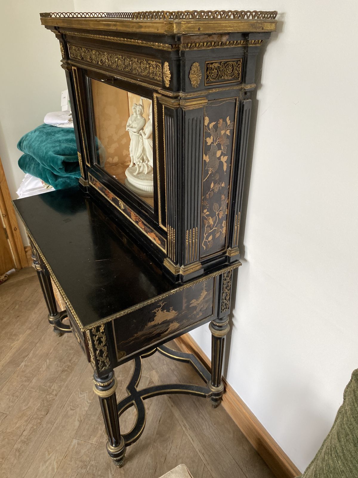 Stunning Inlaid Display Desk, Ebony With Chinese Style Inlay photo furniture